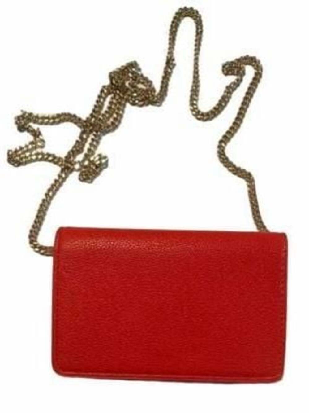 Red Faux Leather Chain Crossbody Wallet Purse
